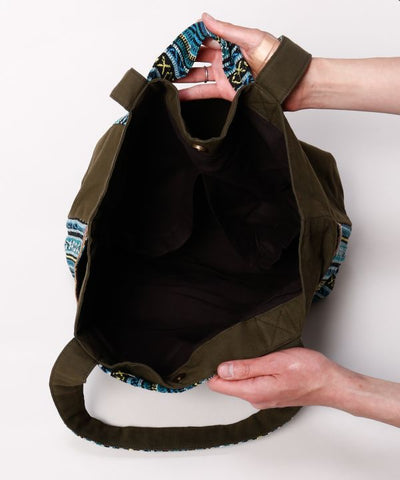 Nepalese Gheri Leather Tote Bag by AMINA - Ametsuchi