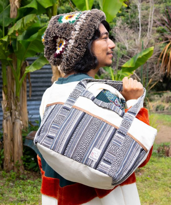 Nepalese Gheri Leather Tote Bag by AMINA - Ametsuchi