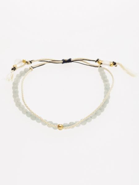 März Geburtsstein Seidenarmband mit geflochtenem Code - Aquamarin von 岩座 - Ametsuchi