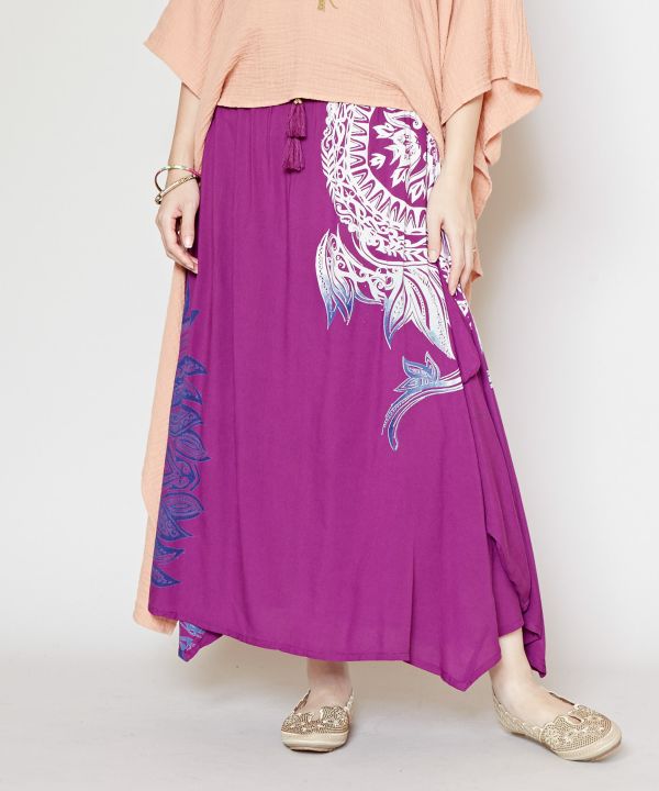 Tribal Flower Long Skirt Skirts by AMINA - Ametsuchi