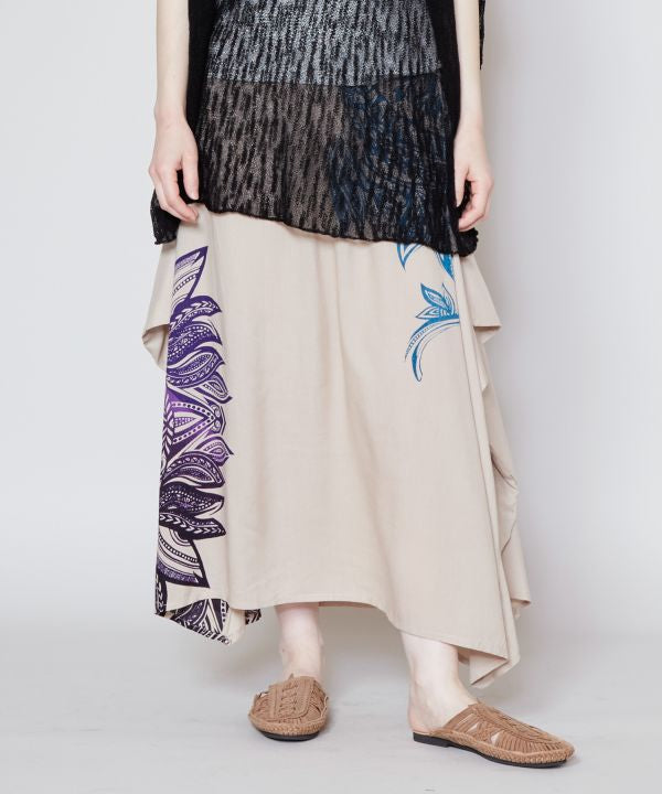 Tribal Flower Long Skirt Skirts by AMINA - Ametsuchi