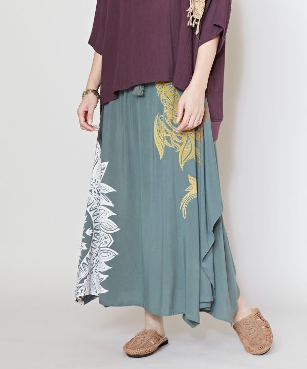 Tribal Flower Long Skirt Skirts by AMINA - Ametsuchi
