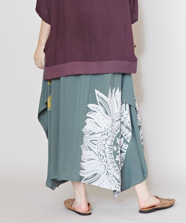 Tribal Flower Long Skirt Skirts by AMINA - Ametsuchi