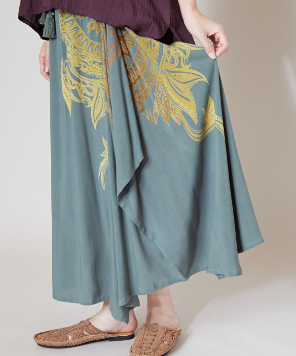 Tribal Flower Long Skirt Skirts by AMINA - Ametsuchi