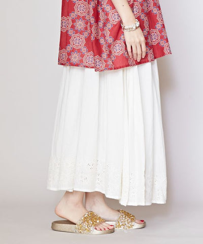 Indian Cotton Punched Lace Skirt