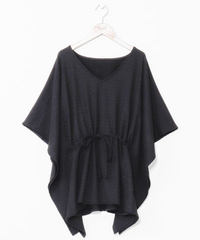 Adjustable Waist Relaxed Knit Top Tops by Kahiko - Ametsuchi
