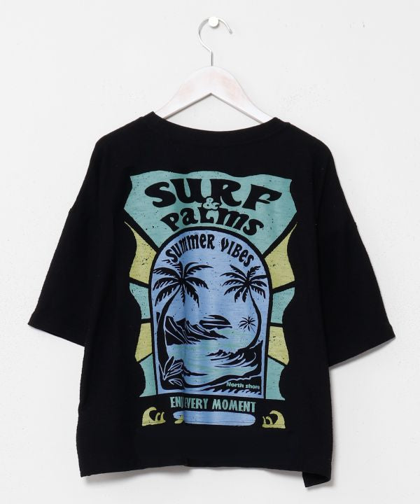 SURF＆Palms Embroidery Cropped Resort T-Shirt