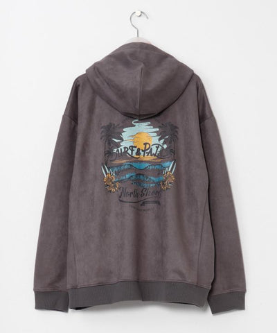 SURF＆Palms Suede Hoodie for Men
