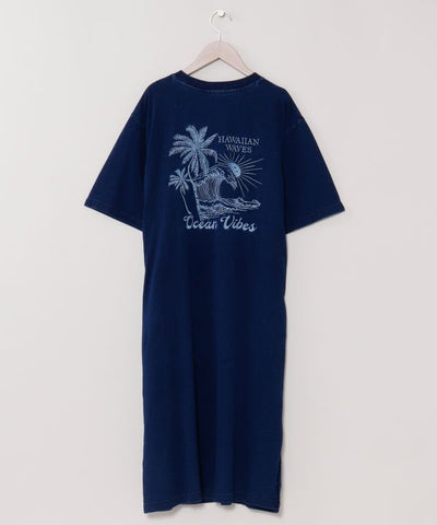 SURF＆Palms Denim Like T-shirt Dress Dresses by Kahiko - Ametsuchi