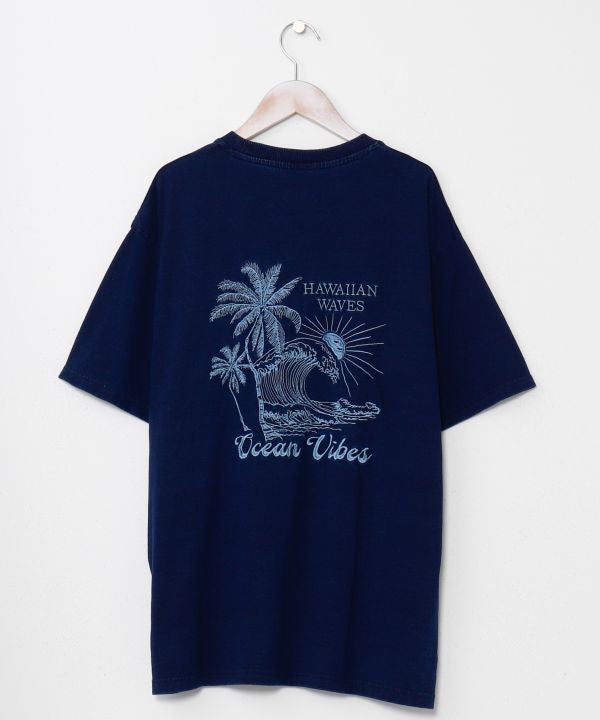 SURF＆Palms Denim Like T-shirt for Men Tops by Kahiko - Ametsuchi