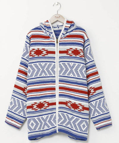 Geometric Pattern Chenille Knit Jacket