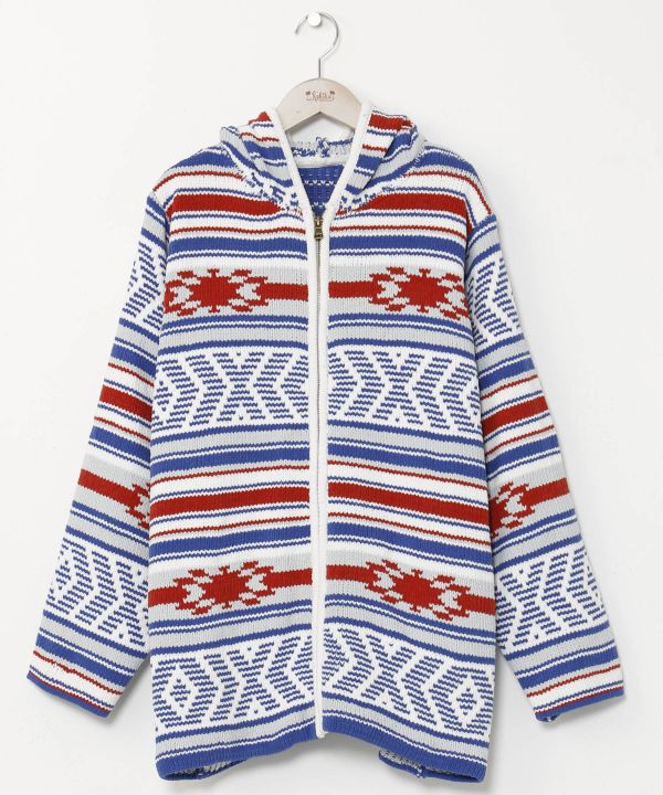 Geometric Pattern Chenille Knit Jacket