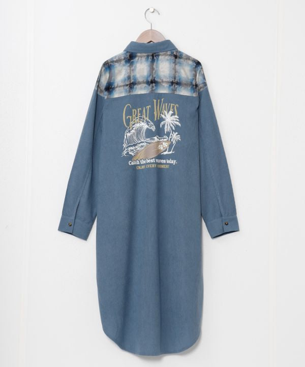 SURF＆Palms Patchwork Shirt Dress
