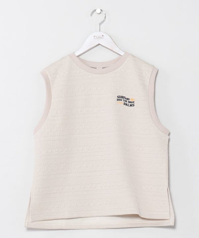 SURF＆Palms Puff Jacquard Sleeveless Top Tops by Kahiko - Ametsuchi