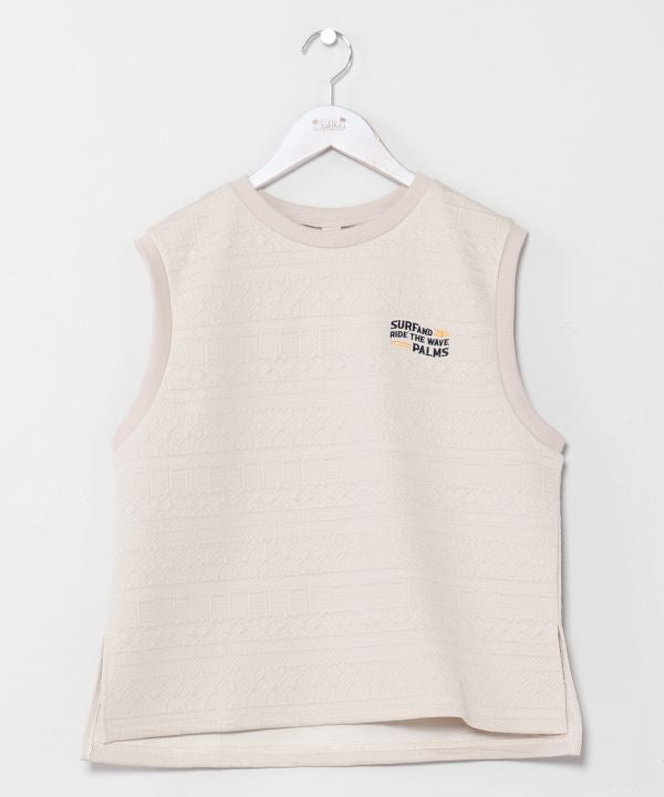 SURF＆Palms Puff Jacquard Sleeveless Top Tops by Kahiko - Ametsuchi