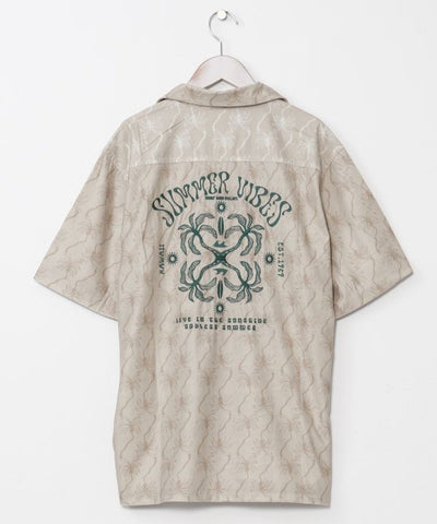 SURF＆Palms Embroidered Corduroy Ethnic Shirt Tops by Kahiko - Ametsuchi