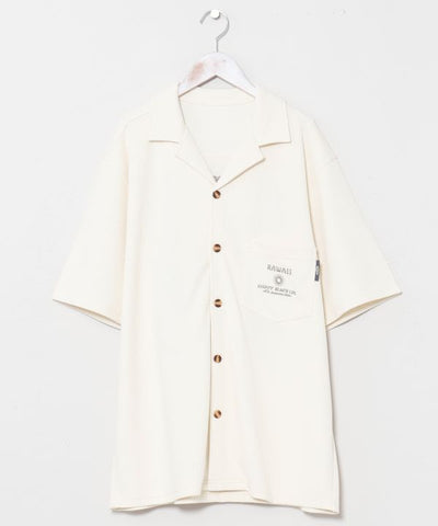 SURF＆Palms Waffle Embroidered Men Shirt by Kahiko - Ametsuchi