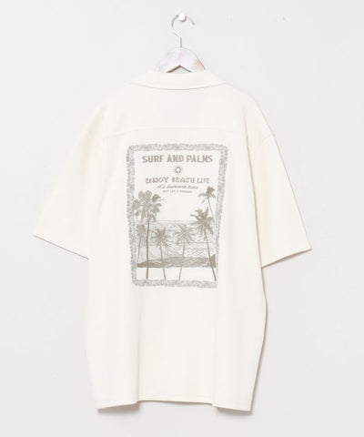 SURF＆Palms Waffle Embroidered Men Shirt by Kahiko - Ametsuchi