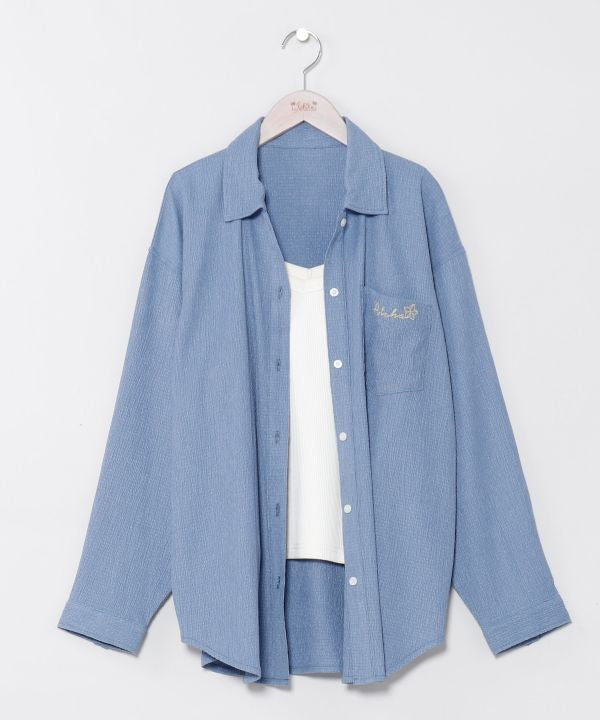 Seersucker Embroidery Shirt Set