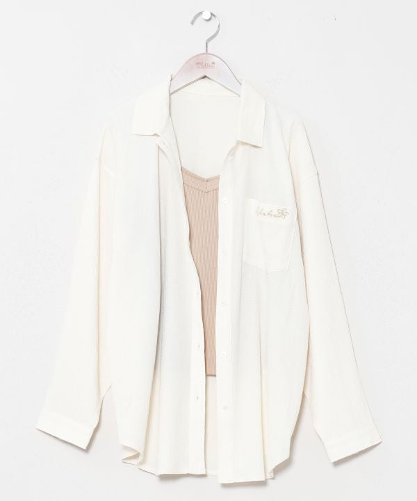 Seersucker Embroidery Shirt Set