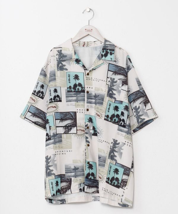 SURF＆Palms Retro Feel Graphic Aloha Shirt Tops by Kahiko - Ametsuchi