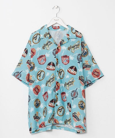 SURF＆Palms Retro Feel Graphic Aloha Shirt Tops by Kahiko - Ametsuchi