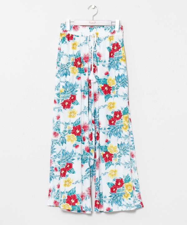 Botanical Print Flare Pants