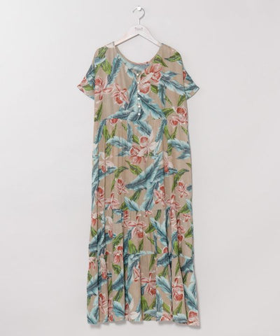 Botanical Hawaiian Tiered Dress by Kahiko - Ametsuchi