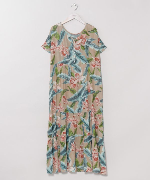 Botanical Hawaiian Tiered Dress
