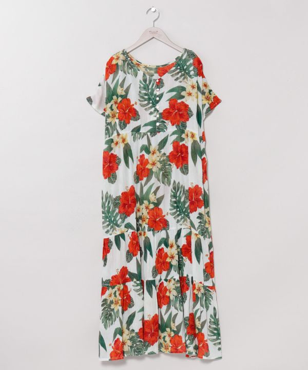 Botanical Hawaiian Tiered Dress by Kahiko - Ametsuchi