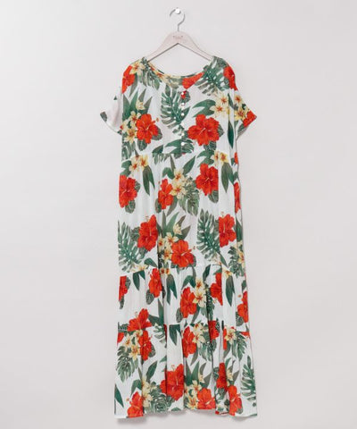 Botanical Hawaiian Tiered Dress by Kahiko - Ametsuchi