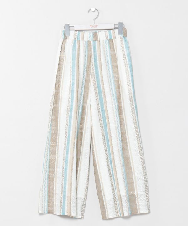 SURF＆Palms Tribal Lace Flare Pants by Kahiko - Ametsuchi