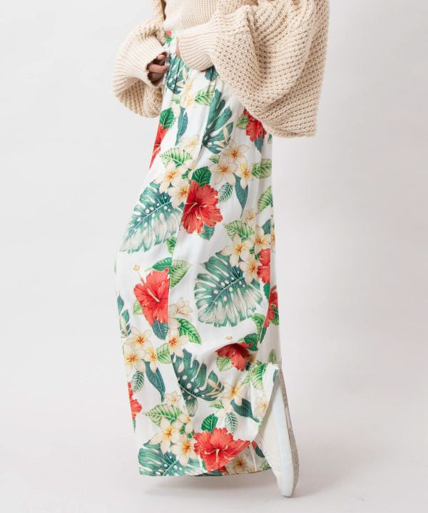 Botanical Print Wide Leg Pants