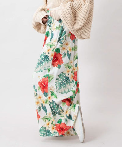 Botanical Print Wide Leg Pants