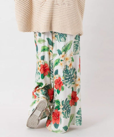 Botanical Print Wide Leg Pants