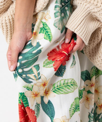 Botanical Print Wide Leg Pants