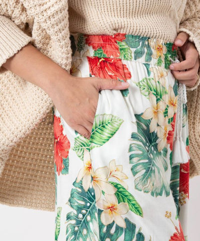 Botanical Print Wide Leg Pants