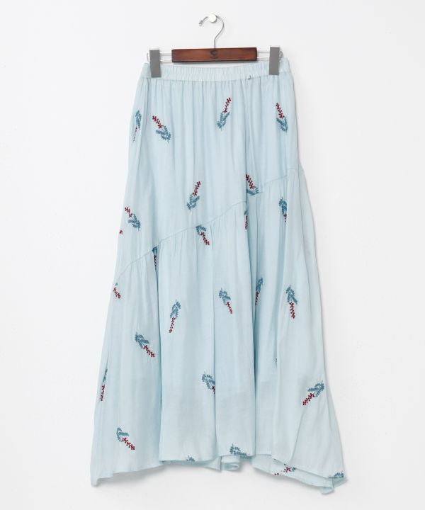 Embroidered Tiered Sheer Skirt