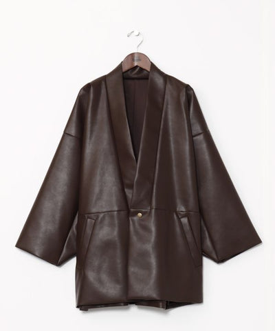 KAN NO TSUKURI - Faux Leather Haori Jacket