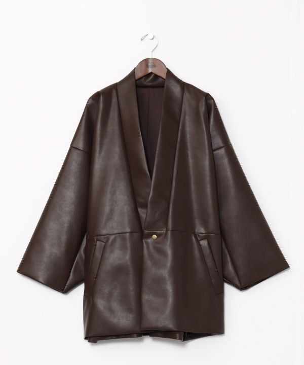KAN NO TSUKURI - Faux Leather Haori Jacket