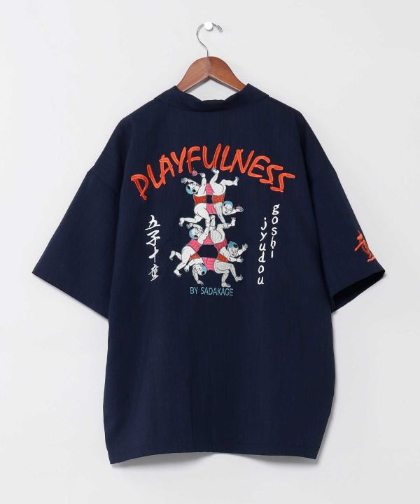 ASOBIE - Ukiyoe Embroidered Shirt by Kaya - Ametsuchi