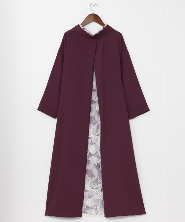 Kimono Inspired Lace Floral Hakkake Dress Dresses by Kaya - Ametsuchi