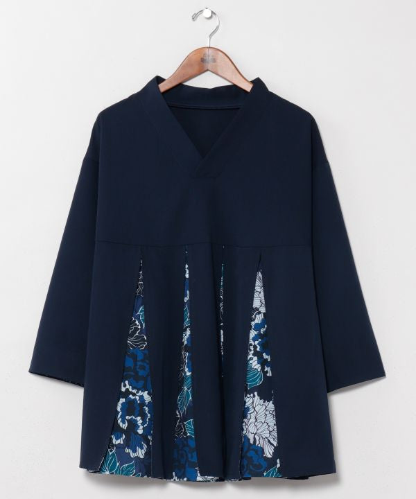 Hakkake Floral Modern Kimono Like Pullover
