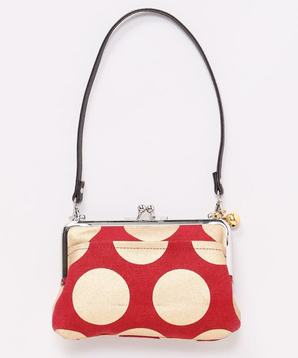 Retro Polka Dot Foil Print Gamaguchi Clasp Handbag