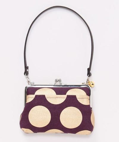 Retro Polka Dot Foil Print Gamaguchi Clasp Handbag