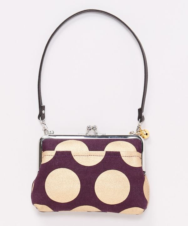 Retro Polka Dot Foil Print Gamaguchi Clasp Handbag