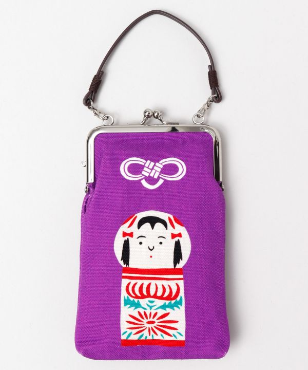 Japanese Folk Art Pattern GAMAGUCHI Pouch with Handle