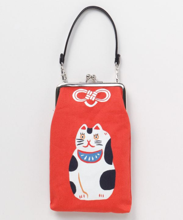 Japanese Folk Art Pattern GAMAGUCHI Pouch with Handle