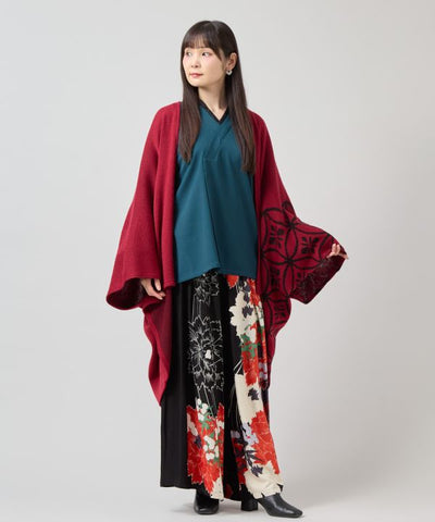 Japanese Crest Motif Knitted KIMONO Cardigan