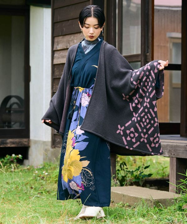 Japanese Crest Motif Knitted KIMONO Cardigan